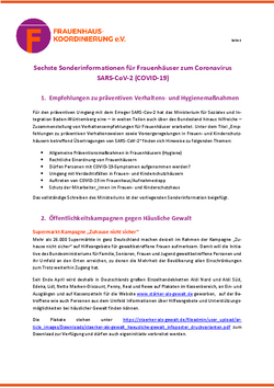 Sechste Sonderinformation zum umgang mit COVID19 Sechste Sonderinformation zum umgang mit COVID19