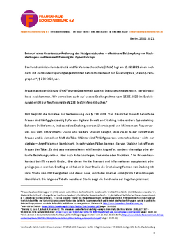 FHK-Stellungnahme zum Referentenentwurf Stalkingparagraph 238 StGB