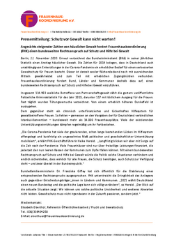 PM Rechtsanspruch: Schutz vor Gewalt kann nicht warten Bilder der FHK-Pressemitteilung "Schutz vor Gewalt kann nicht warten"