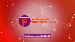 Videointerviews zu Bundestagswahl 2021 FHK-Logo auf orangenem Hintergrund, Untertitel: Bundestagswahl 26.09.2021