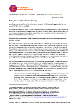 Stellungnahme FHK zur CoronaImpfV Abbildung der Stellungnahme von Frauenhauskoordinierung zur Corona-Impf-Verordnung